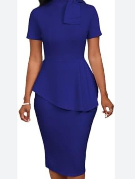 Dresses & Skirts - Elegant Royal Blue Peplum Sheath Dress